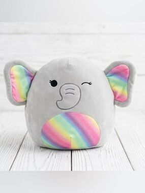 Squishmallows Mila the Gray Elephant With Rainbow Belly Kellytoy Plush 10"